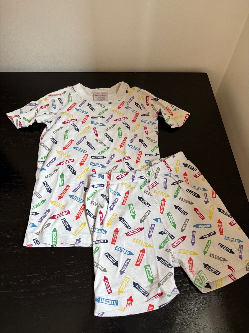 Hanna Andersson White Crayon-Print Organic Cotton Pajama Set size 6-7/ 120cm